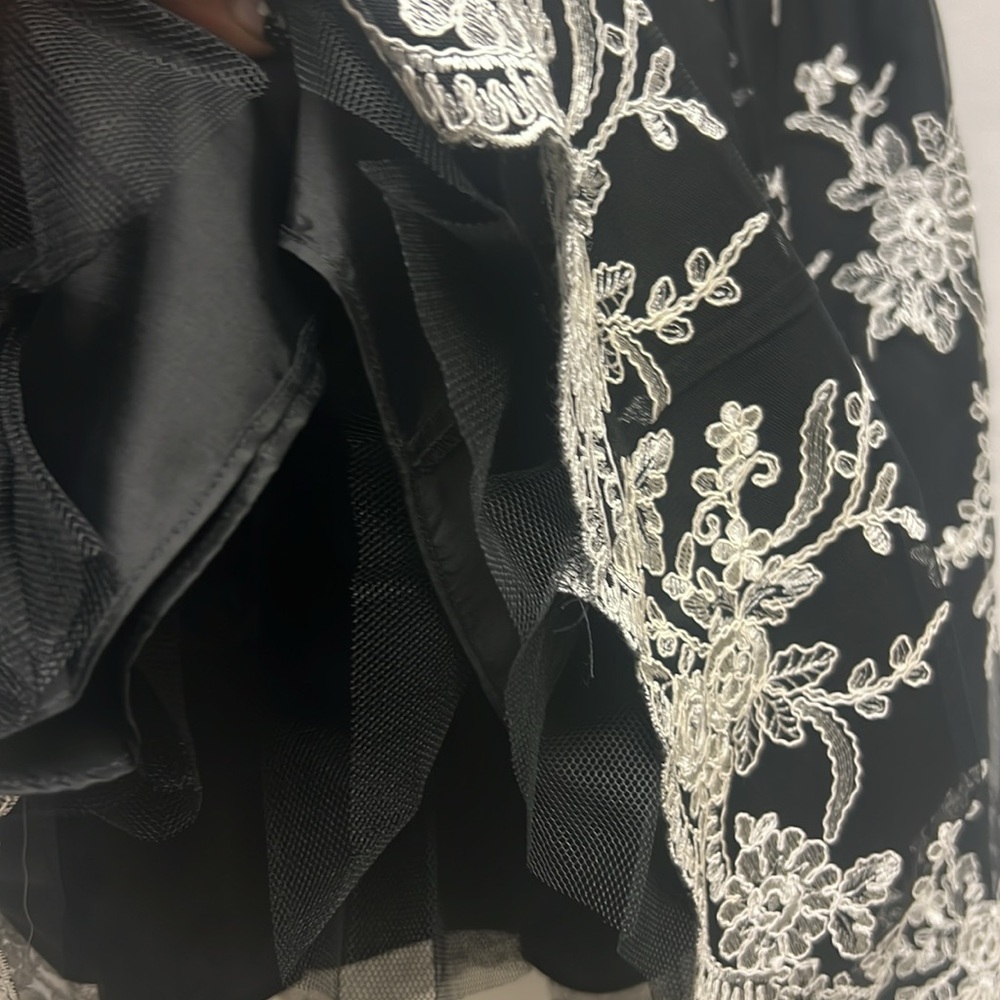 Adrianna Papell embroidered black and white lace skirt - Picture 10 of 11